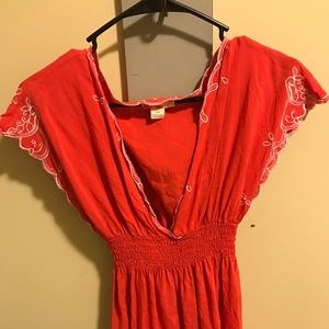 Orange floral blouse